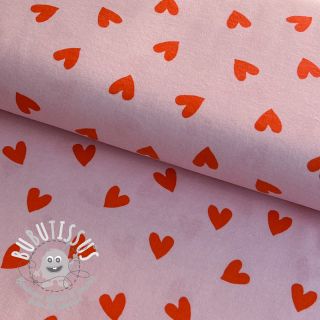 Tissu coton FLANNEL Hearts pink
