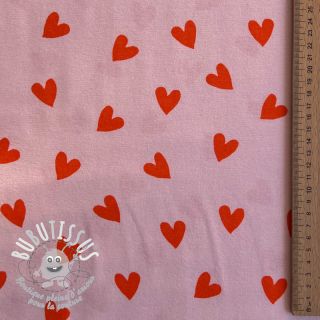 Tissu coton FLANNEL Hearts pink