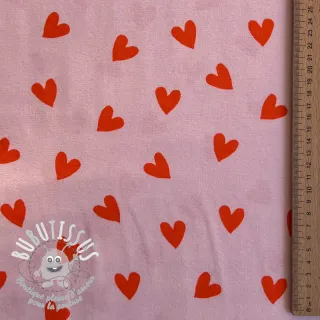 Tissu coton FLANNEL Hearts pink