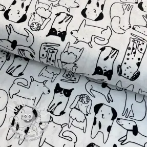Tissu coton FLANNEL Dogs off white