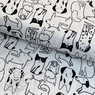 Tissu coton FLANNEL Dogs off white