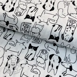 Tissu coton FLANNEL Dogs off white