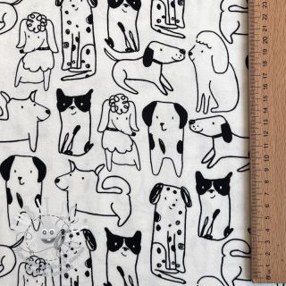 Tissu coton FLANNEL Dogs off white