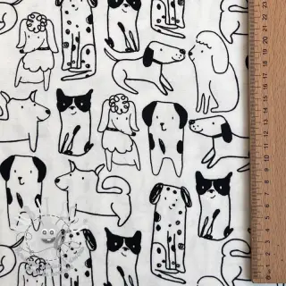 Tissu coton FLANNEL Dogs off white