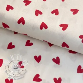 Tissu coton FLANNEL Hearts off white