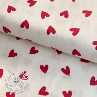 Tissu coton FLANNEL Hearts off white