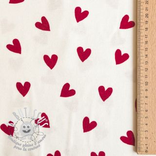 Tissu coton FLANNEL Hearts off white