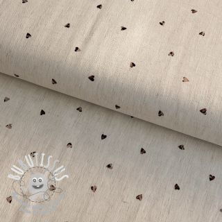 Viscose lin FOIL Hearts ecru