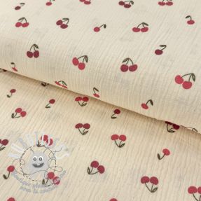 Tissu double gaze/mousseline Fruits cherry natural