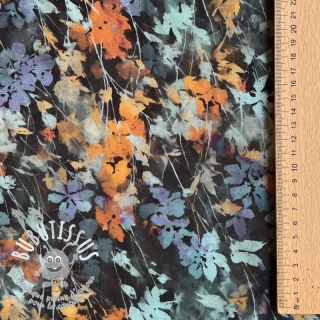 Viscose SATIN Flowie Kin black digital print