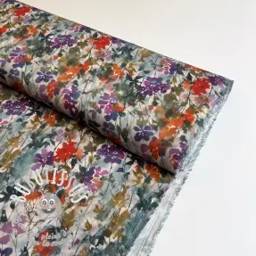 Viscose SATIN Flowie Kin off white digital print