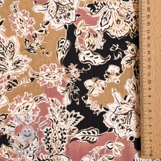 Viscose SATIN Flowie Noe black digital print