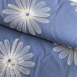 Tissu coton EMBROIDERY Flowie jeans