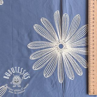 Tissu coton EMBROIDERY Flowie jeans