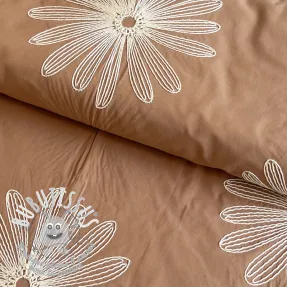 Tissu coton EMBROIDERY Flowie cinnamon