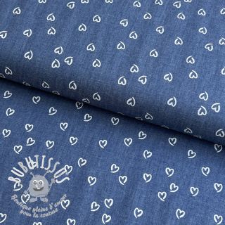 Tissu coton JEANS Hearts