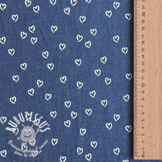 Tissu coton JEANS Hearts