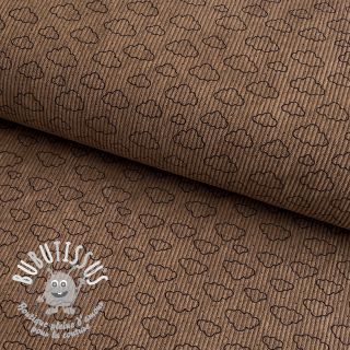 Tissu velours cotelé STRETCH Little clouds taupe