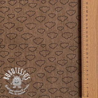 Tissu velours cotelé STRETCH Little clouds taupe