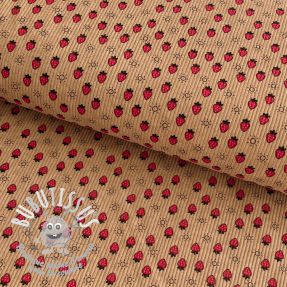 Tissu velours cotelé STRETCH Little strawberries sand