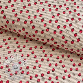 Tissu velours cotelé STRETCH Little strawberries light sand