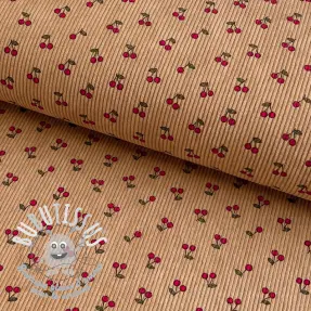 Tissu velours cotelé STRETCH Little cherry sand