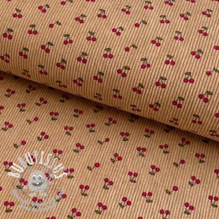 Tissu velours cotelé STRETCH Little cherry sand