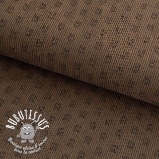 Tissu velours cotelé STRETCH Little bunny taupe