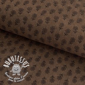 Tissu velours cotelé STRETCH Little flower taupe