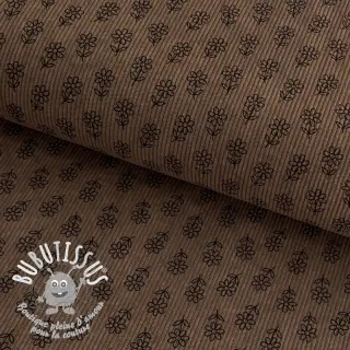 Tissu velours cotelé STRETCH Little flower taupe