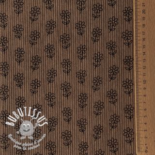 Tissu velours cotelé STRETCH Little flower taupe