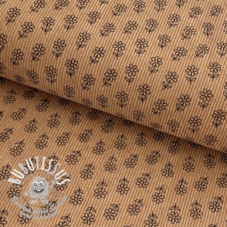 Tissu velours cotelé STRETCH Little flower sand