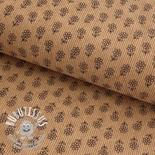 Tissu velours cotelé STRETCH Little flower sand