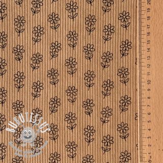 Tissu velours cotelé STRETCH Little flower sand