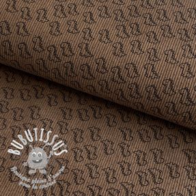 Tissu velours cotelé STRETCH Little dino taupe