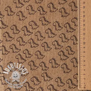 Tissu velours cotelé STRETCH Little dino sand