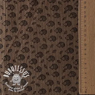 Tissu velours cotelé STRETCH Little hedgehog taupe