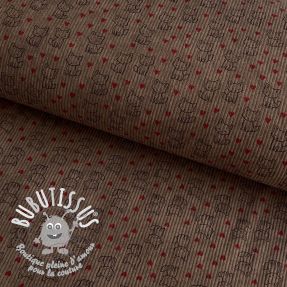 Tissu velours cotelé STRETCH Little foxes taupe