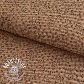 Tissu velours cotelé STRETCH Little deer sand