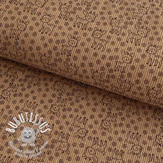 Tissu velours cotelé STRETCH Little deer sand