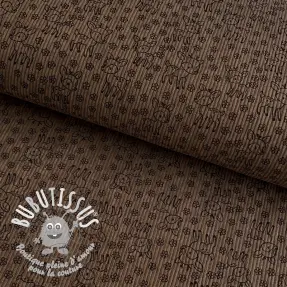 Tissu velours cotelé STRETCH Little deer taupe