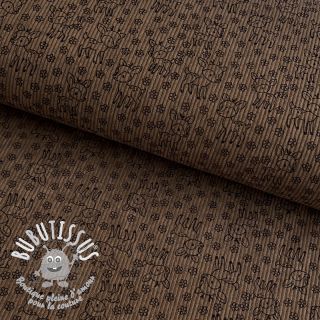 Tissu velours cotelé STRETCH Little deer taupe