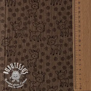 Tissu velours cotelé STRETCH Little deer taupe