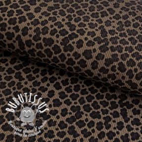 Tissu velours cotelé STRETCH Little Leopard taupe