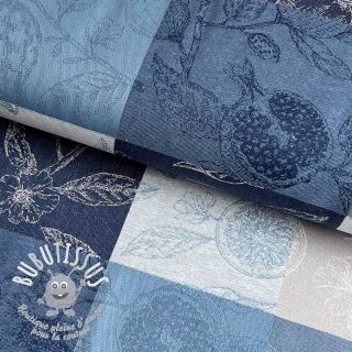 Tissu déco FRENCH TABLE CLOTH JACQUARD Cabosse allover indigo