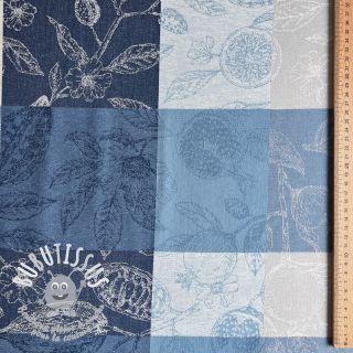 Tissu déco FRENCH TABLE CLOTH JACQUARD Cabosse allover indigo