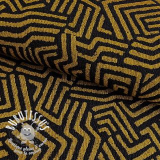 Tissu déco jacquard Mesopotamie noir jaune