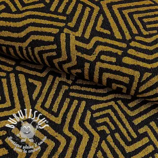 Tissu déco jacquard Mesopotamie noir jaune