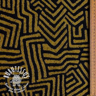 Tissu déco jacquard Mesopotamie noir jaune