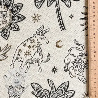 Tissu déco jacquard Pygmalion ecru noir